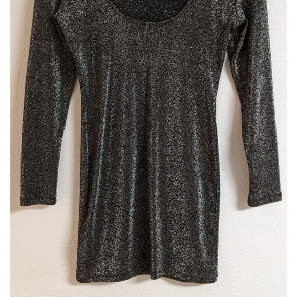 Women's DIVIDED H & M Black/Silver Metallic Scoop Back Holiday/Party Dress 8 - Picture 6 of 8